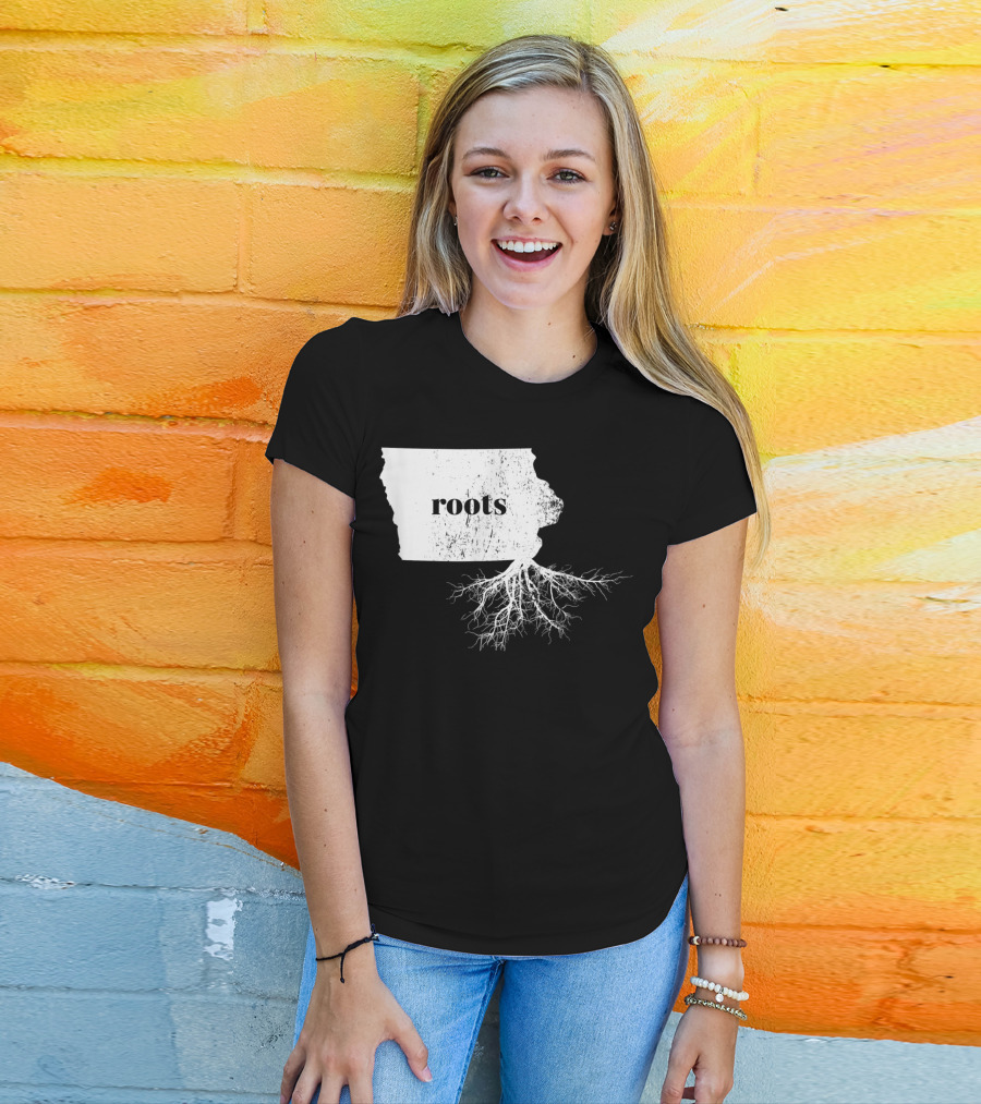 Iowa Roots State Map Men Kids Home Connection T-Shirt