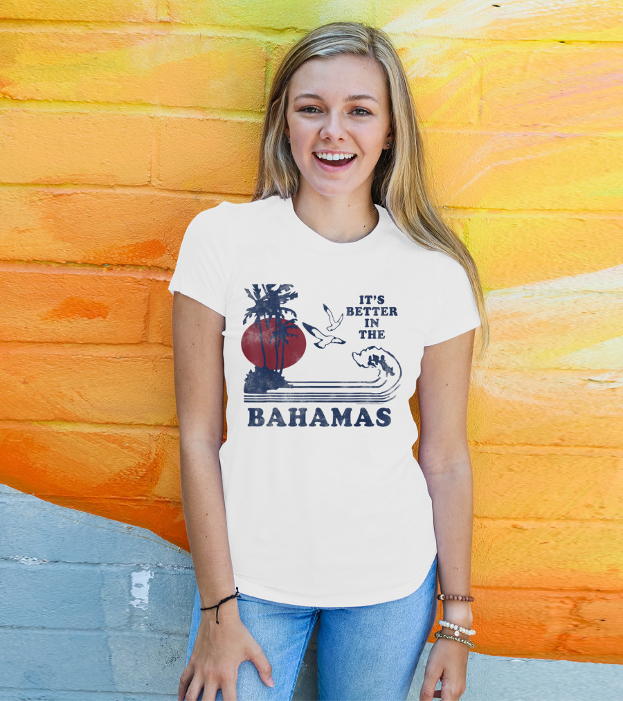 It's Better In The Bahamas Vintage 80S 70S Palm Trees Sunset T-Shirt
