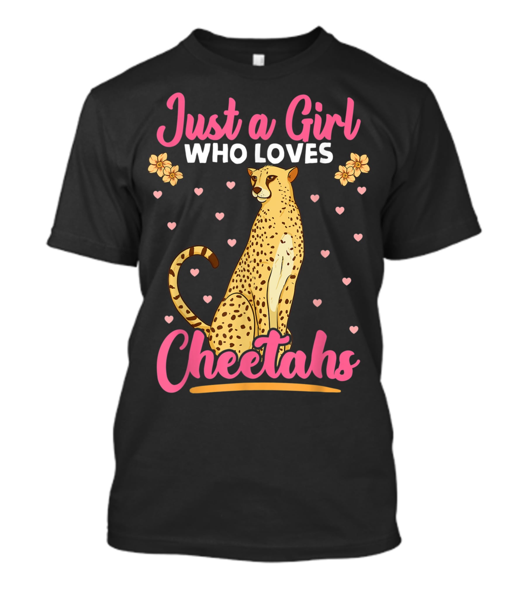 Just A Girl Who Loves Cheetahs With Hearts And Flowers T-Shirt