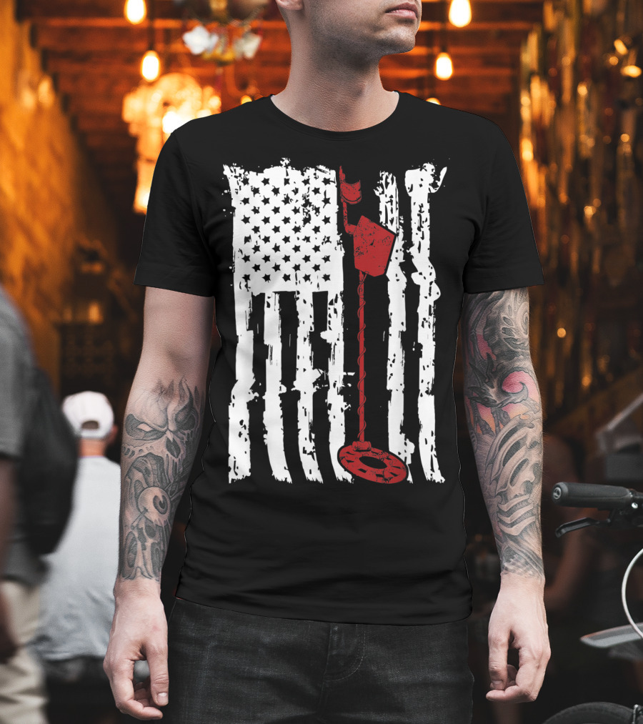 Metal Detector Vintage American Flag T-Shirt