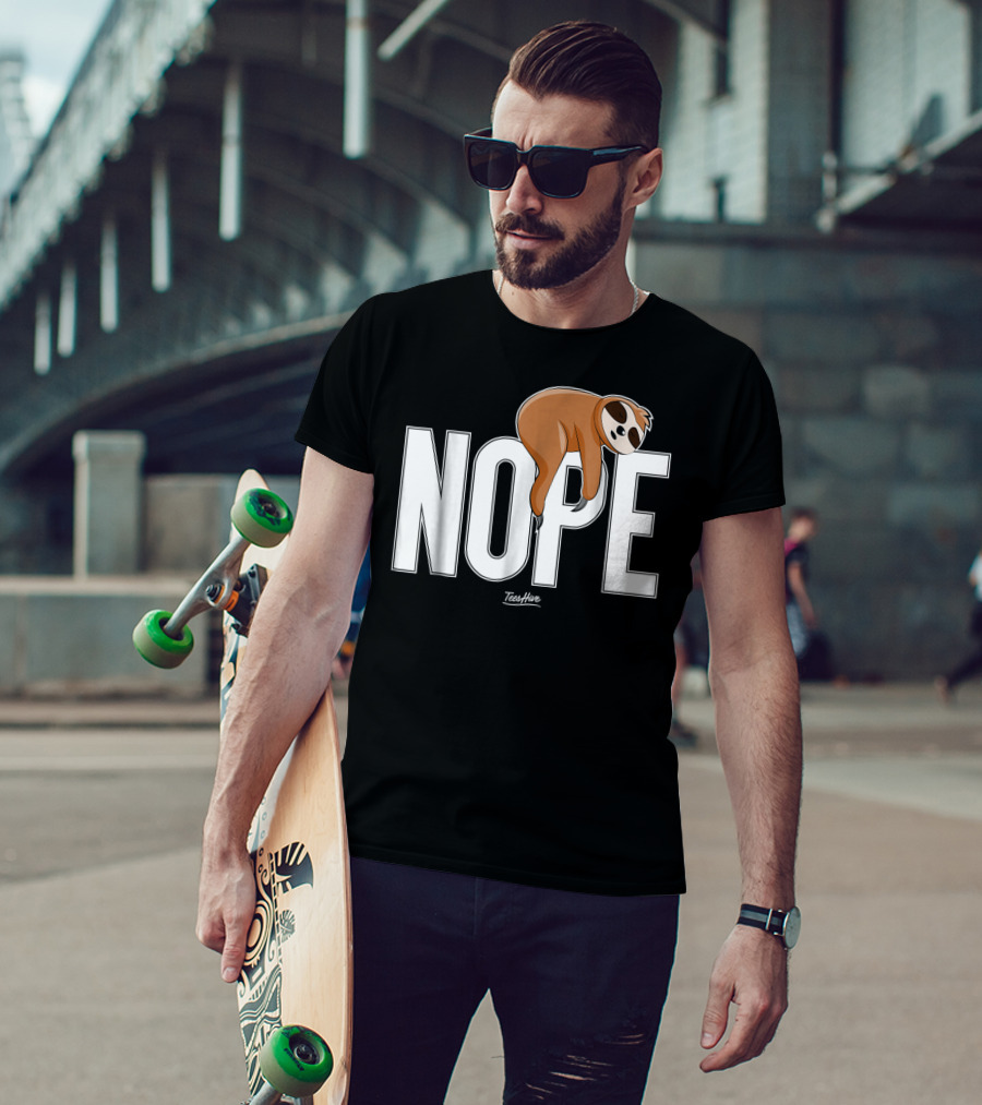 Nope Sloth Nap Lazy Teeshive Graphic Funny Sloth T-Shirt