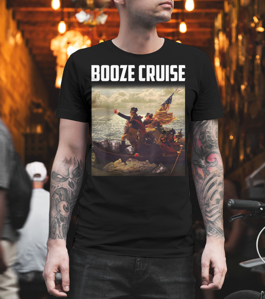 Booze Cruise Red Cups and Revolutionary Boat Party with Shades T-Shirt