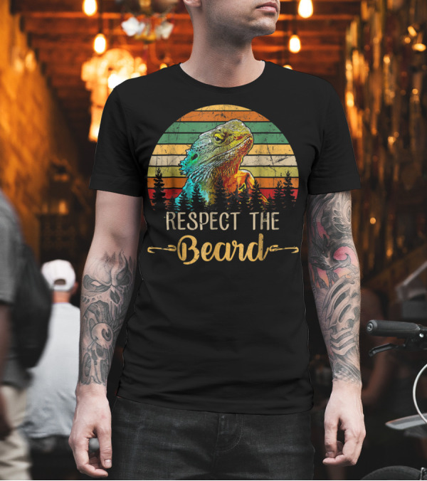 Respect The Beard Retro Sunset Bearded Dragon T-Shirt Respect The Beard Retro Sunset Bearded Dragon T-Shirt