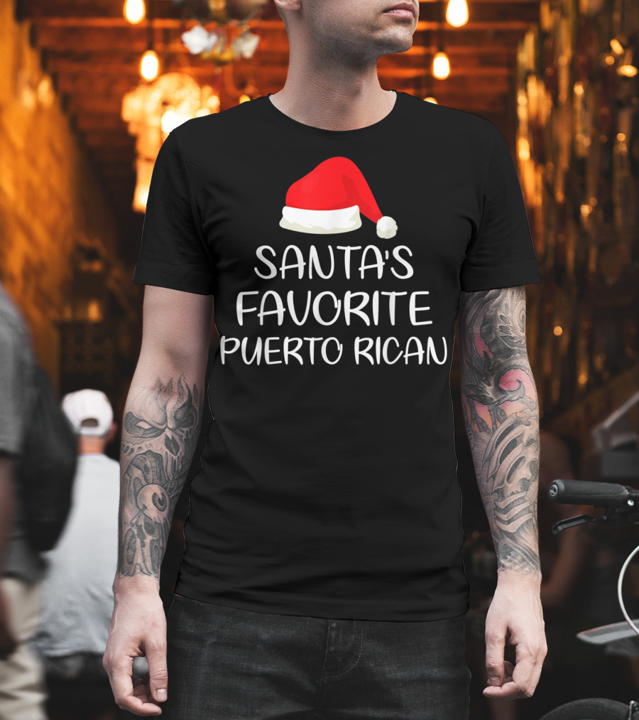 Santa's Favorite Puerto Rican Santa Hat T-Shirt