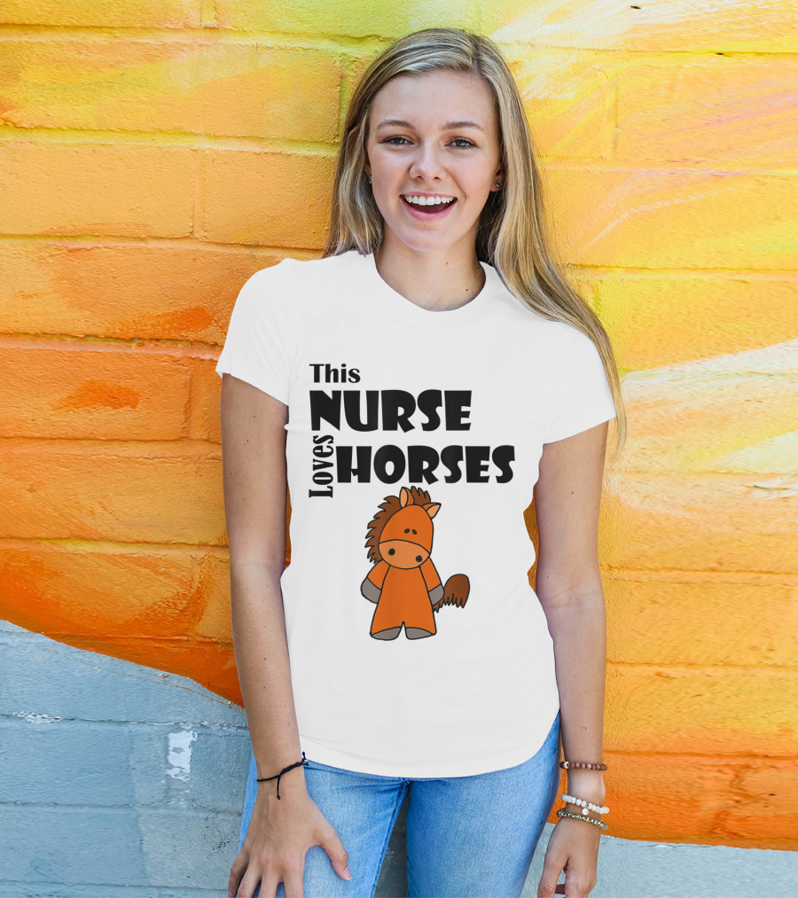 This Nurse Loves Horses Cartoon T-Shirt