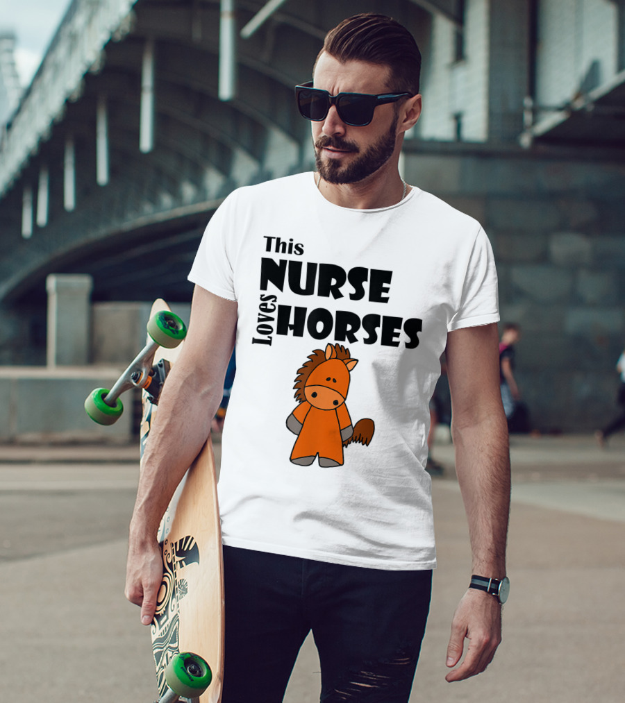 This Nurse Loves Horses Cartoon T-Shirt