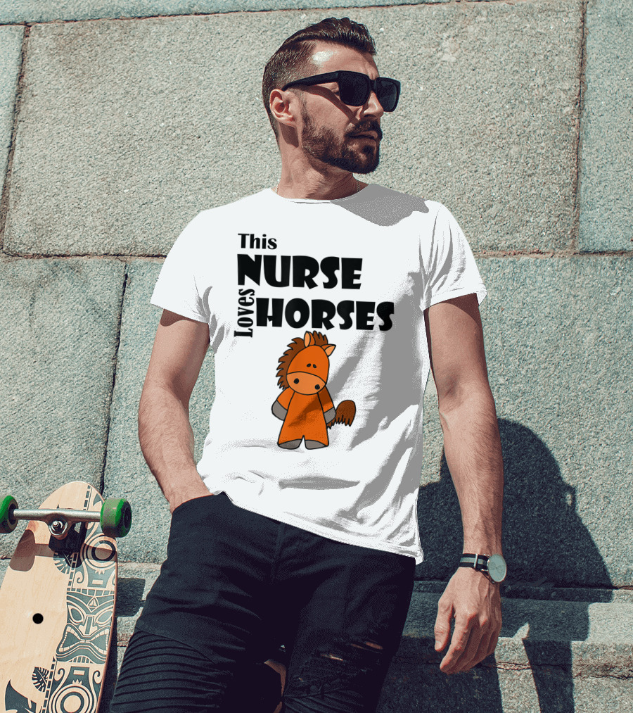 This Nurse Loves Horses Cartoon T-Shirt