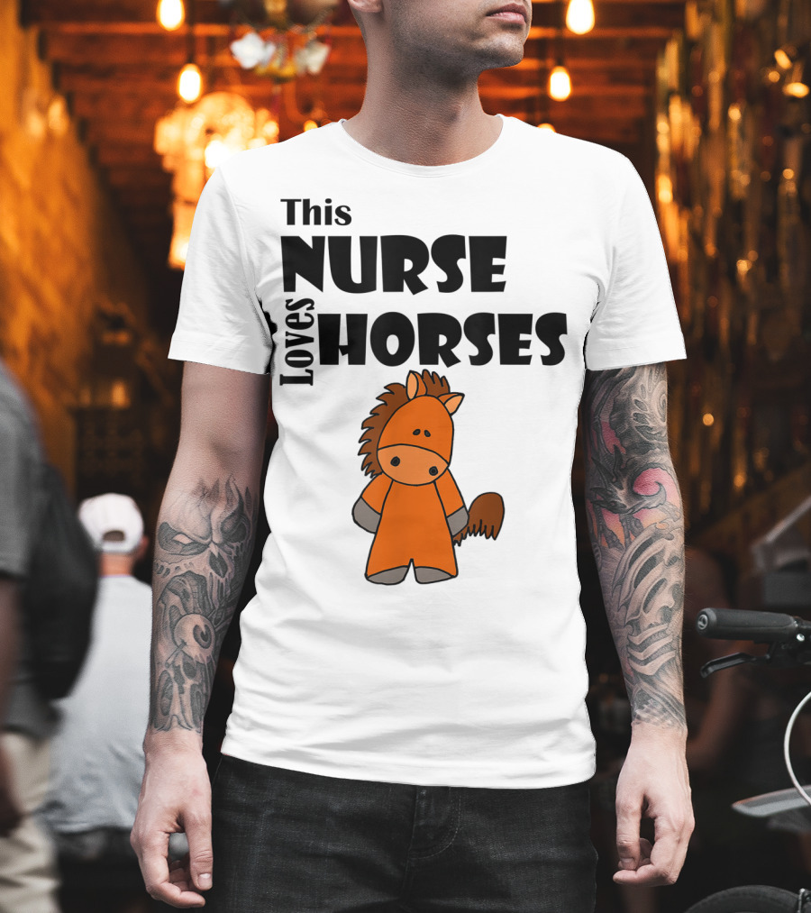 This Nurse Loves Horses Cartoon T-Shirt