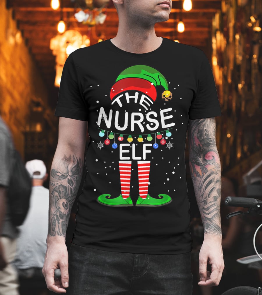 The Nurse Elf Christmas Family Matching Group Festive Holiday Ensemble T-Shirt