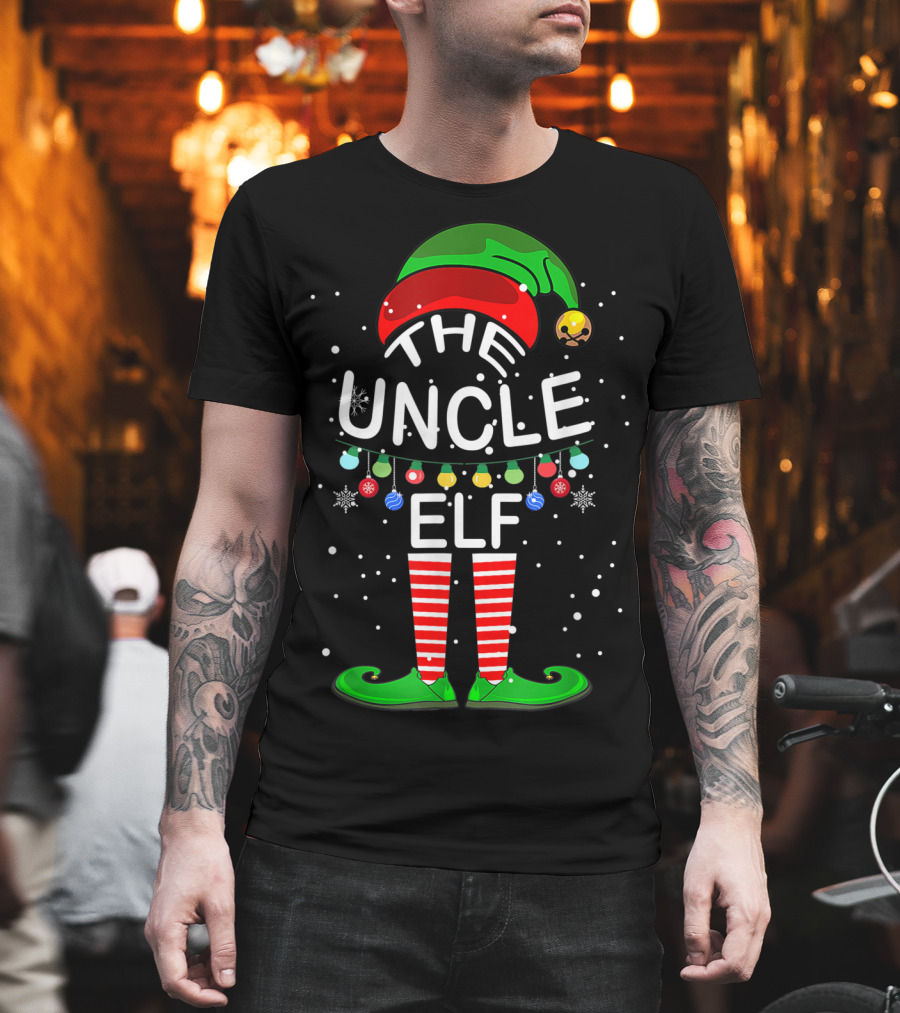 The Uncle Elf Christmas Family Matching Group Holiday Lights T-Shirt