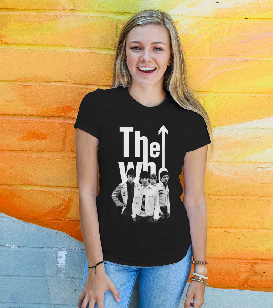 The Who 60's Black And White Band Photo With Iconic Arrow T-Shirt