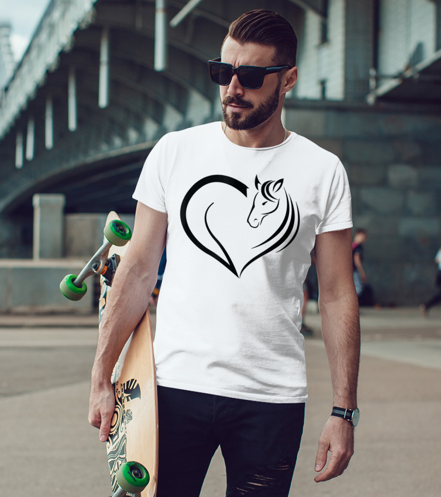 Cute Horse Heart Yellow Pink White T-Shirt