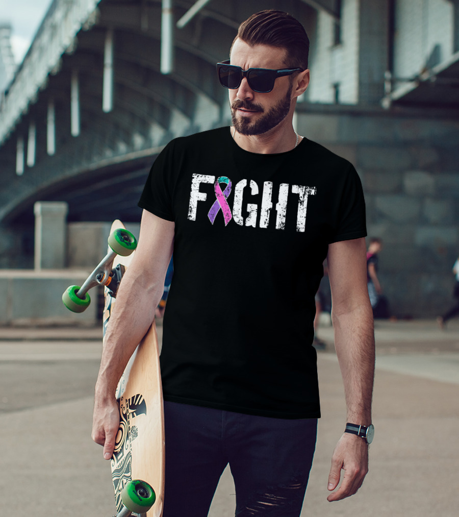 Fight Thyroid Cancer Military Style Awareness Ribbon FIGHT T-Shirt