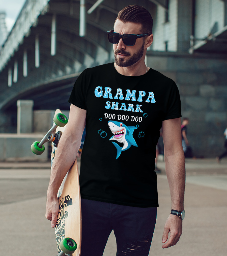 Grampa Shark Doo Doo Doo Playful Cartoon Shark T-Shirt