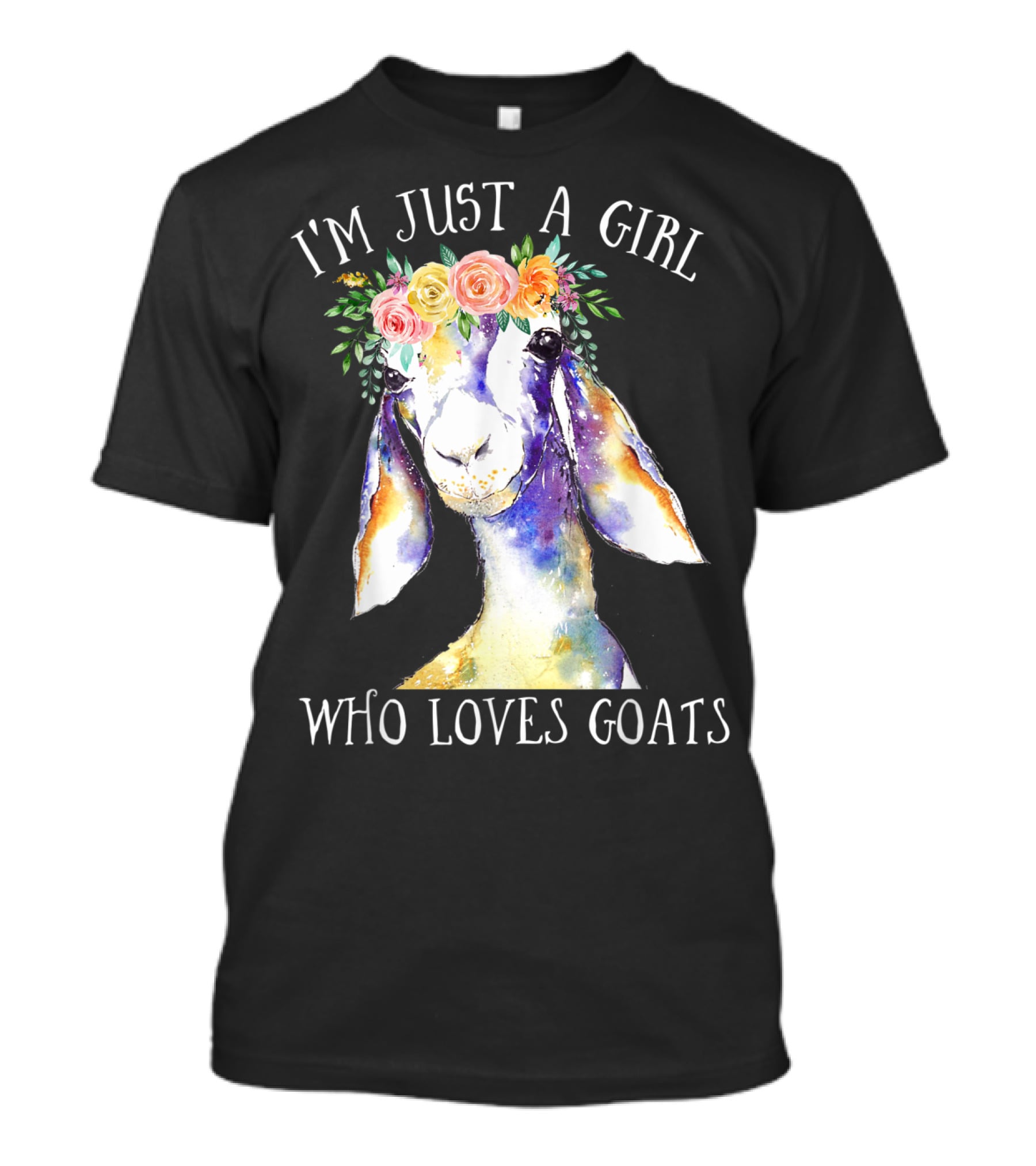 I'm Just A Girl Who Loves Goats Floral Paint Flower Crown T-Shirt