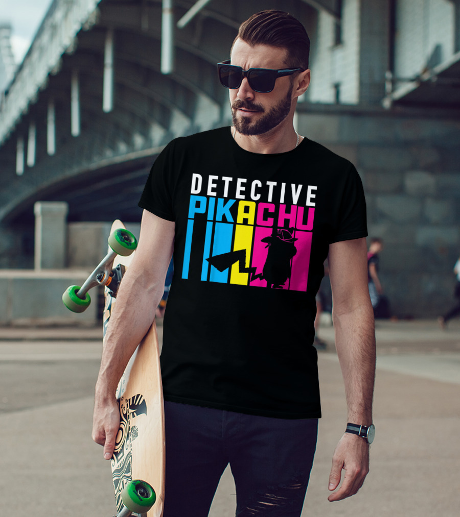 Detective Pikachu Silhouette Color Blocks Kids Pikachu T-Shirt