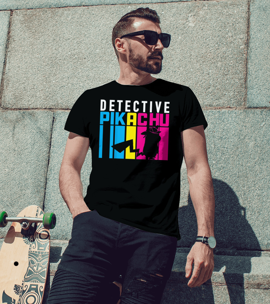 Detective Pikachu Silhouette Color Blocks Kids Pikachu T-Shirt