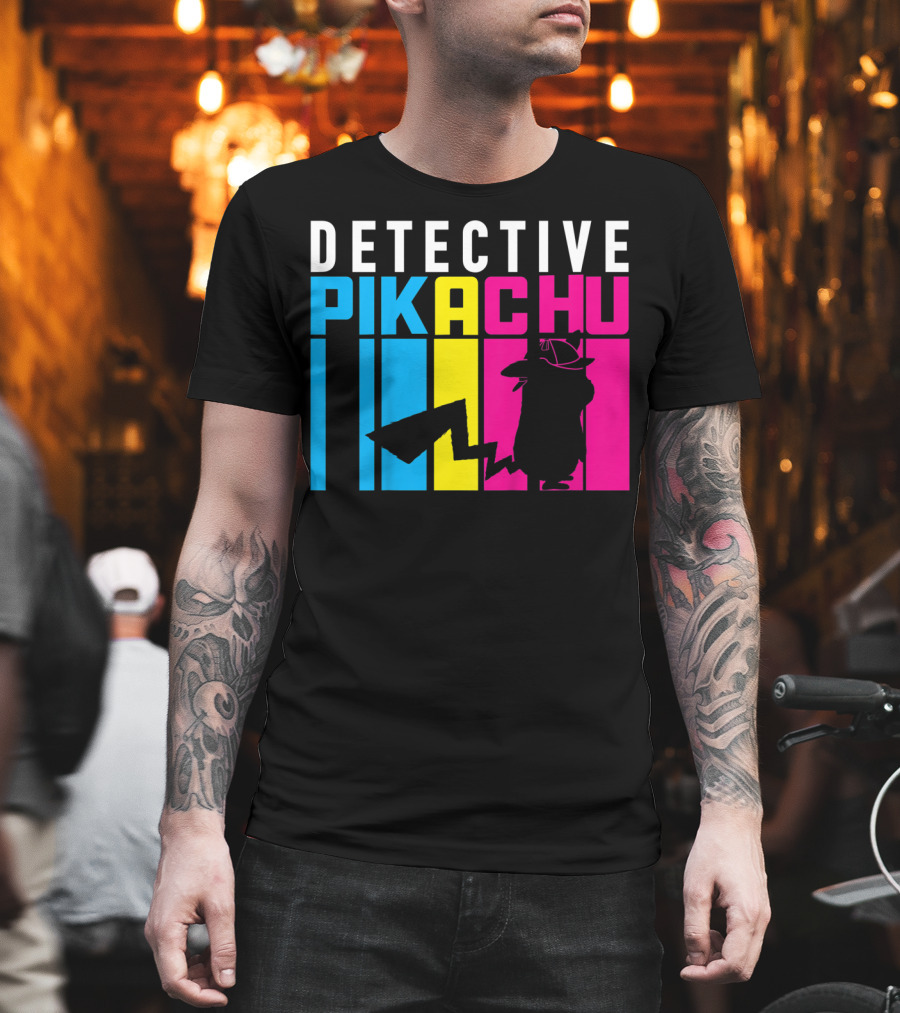 Detective Pikachu Silhouette Color Blocks Kids Pikachu T-Shirt