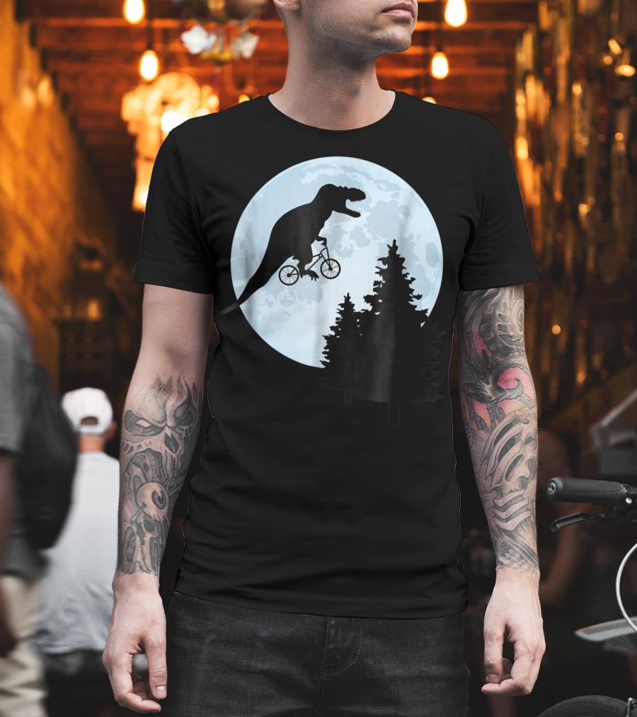 T Rex Bicycle Moon Ride for Funny Rex Lovers T-Shirt