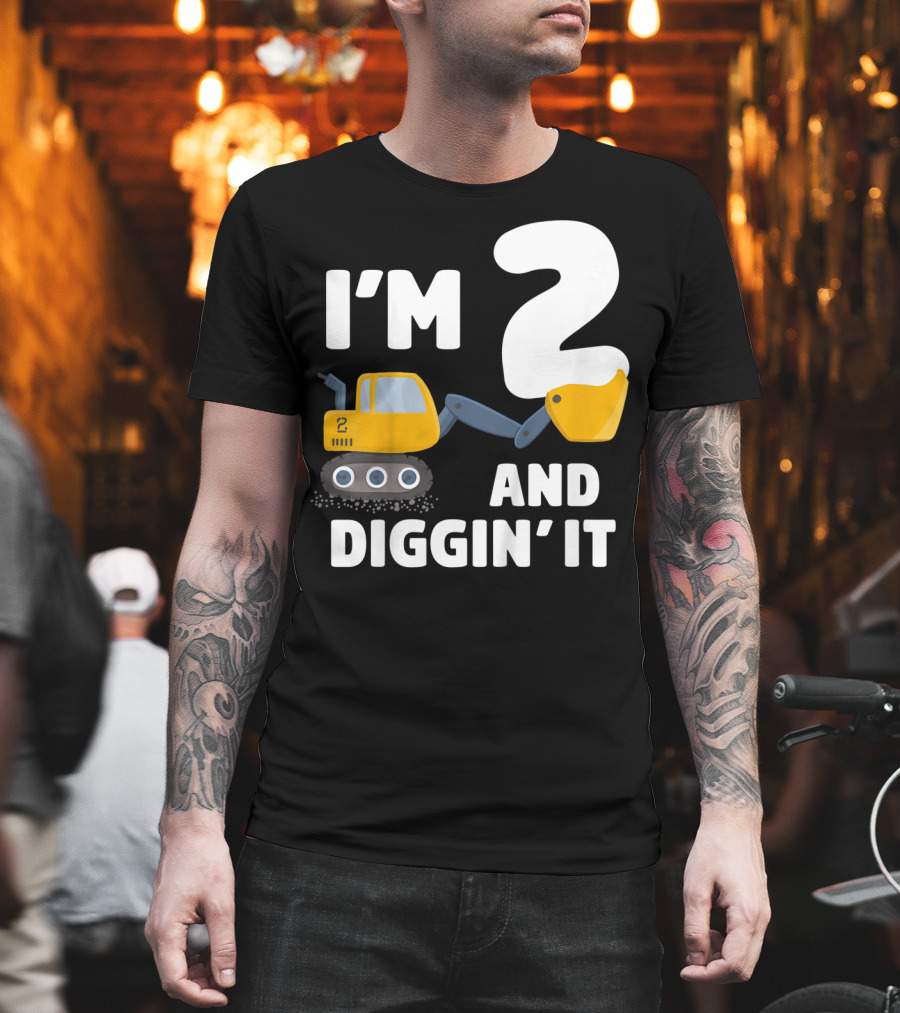 I'm 2 and Diggin' It Kids Construction Truck 2nd Birthday Boy T-Shirt