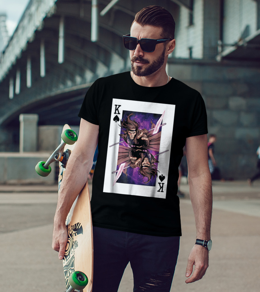 Marvel X Men Gambit King Of Spades Playing Card Character T-Shirt