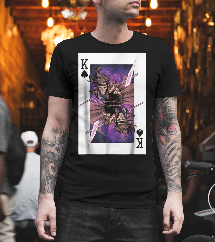 Marvel X Men Gambit King Of Spades Playing Card Character T-Shirt