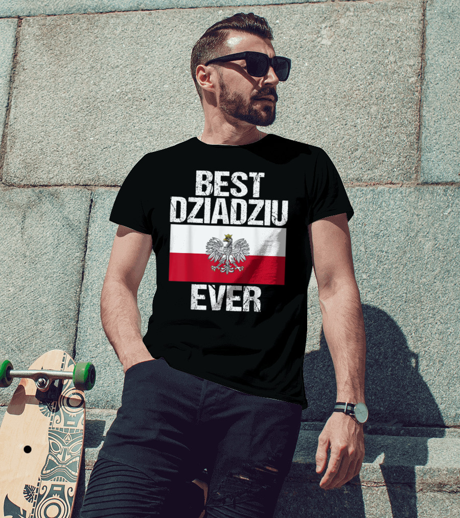 Best Dziadziu Ever Polish Flag With Eagle Emblem T-Shirt