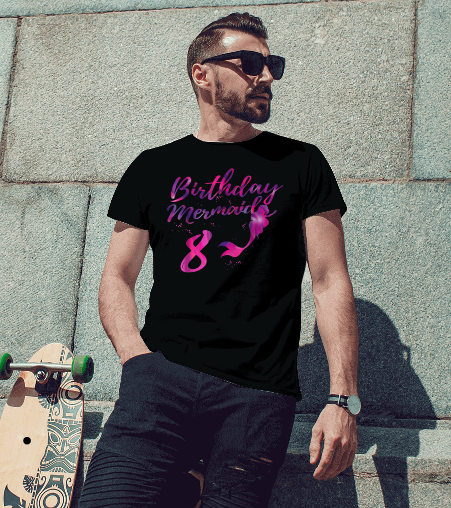 Birthday Mermaid 8 Year Old Girl T-Shirt