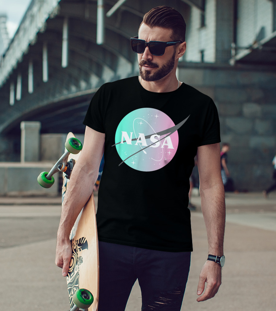 NASA Pastel Rainbow Classic Logo NASA Lover T-Shirt