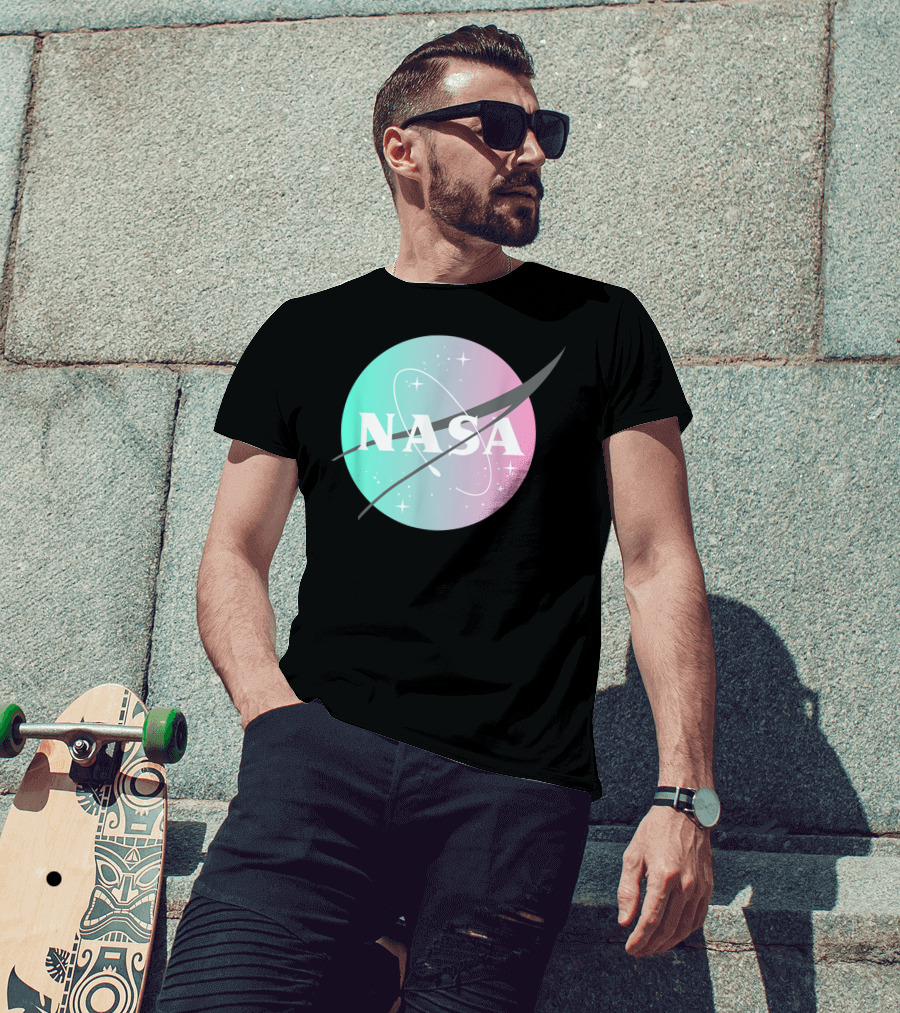NASA Pastel Rainbow Classic Logo NASA Lover T-Shirt
