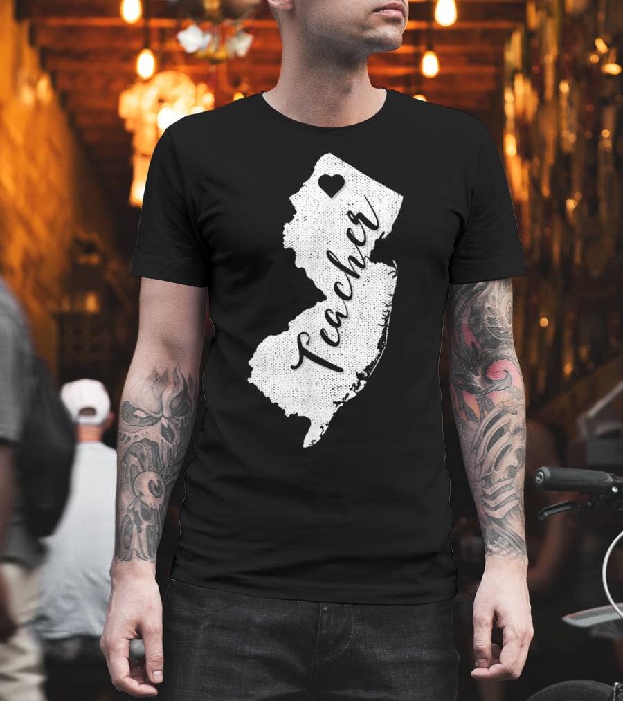 Teacher Heart New Jersey Red For Ed Protest T-Shirt