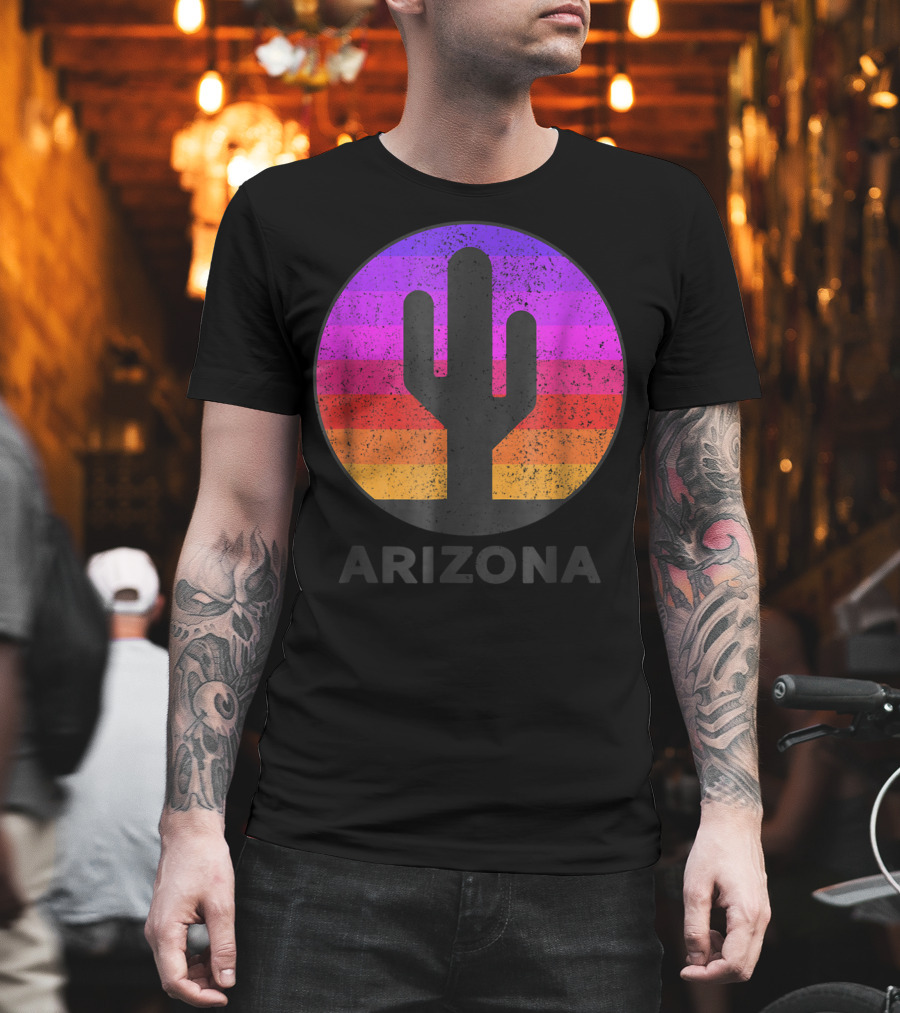 Arizona Saguaro Cactus Vintage Sunset T-Shirt