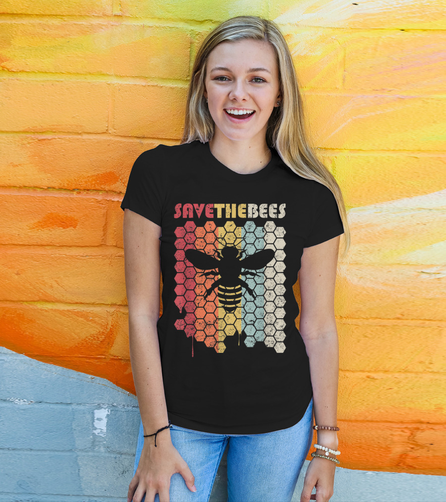 SAVETHEBEES Hexagonal Rainbow T-Shirt