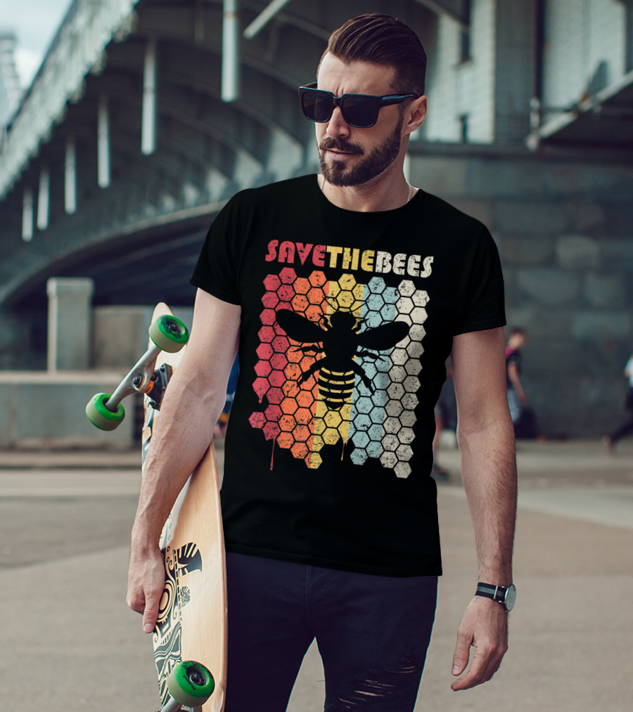 SAVETHEBEES Hexagonal Rainbow T-Shirt