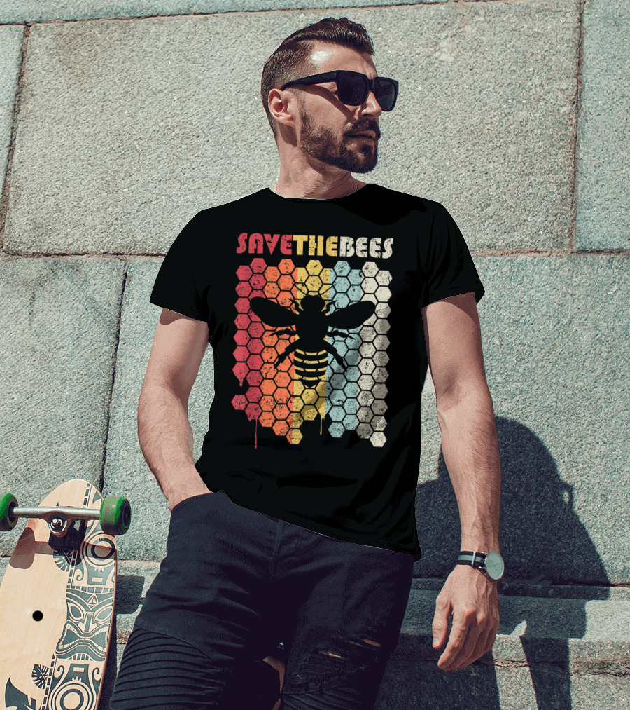 SAVETHEBEES Hexagonal Rainbow T-Shirt