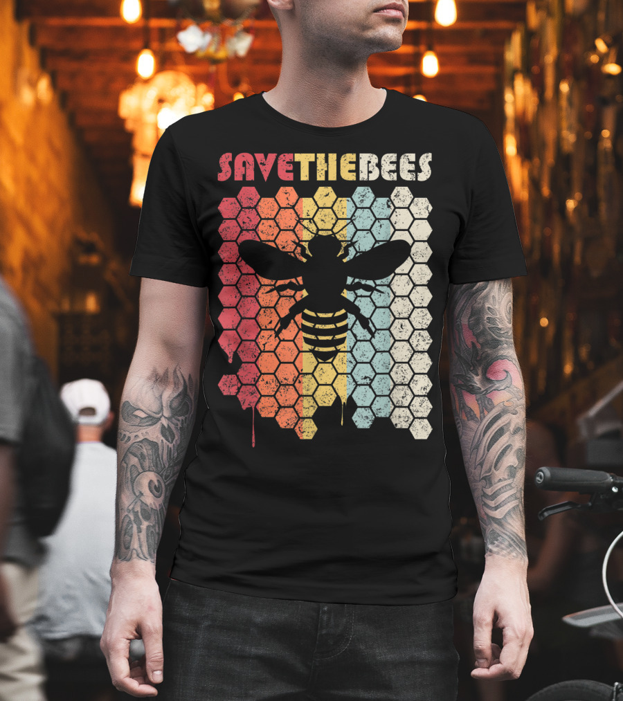 SAVETHEBEES Hexagonal Rainbow T-Shirt
