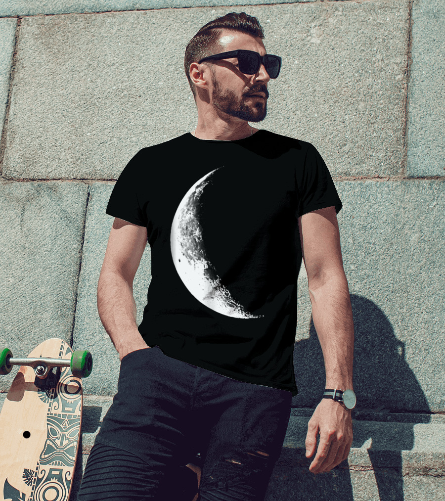 Shiny Moon Half Moon Crescent Moon Lunar Phases T-Shirt