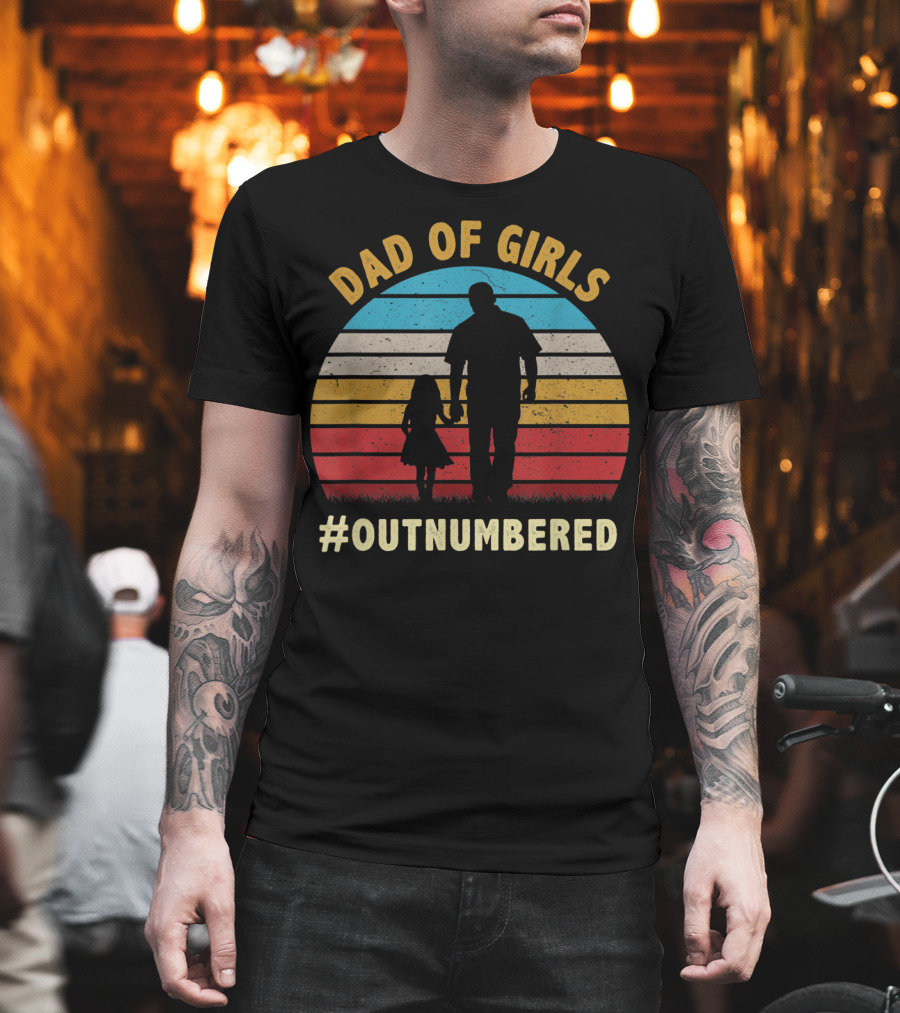 Dad Of Girls Outnumbered Sunset T-Shirt