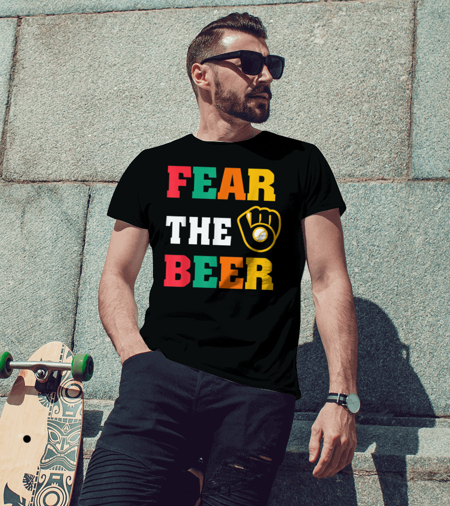 Fear The Beer Brewers Vintage Baseball Glove T-Shirt