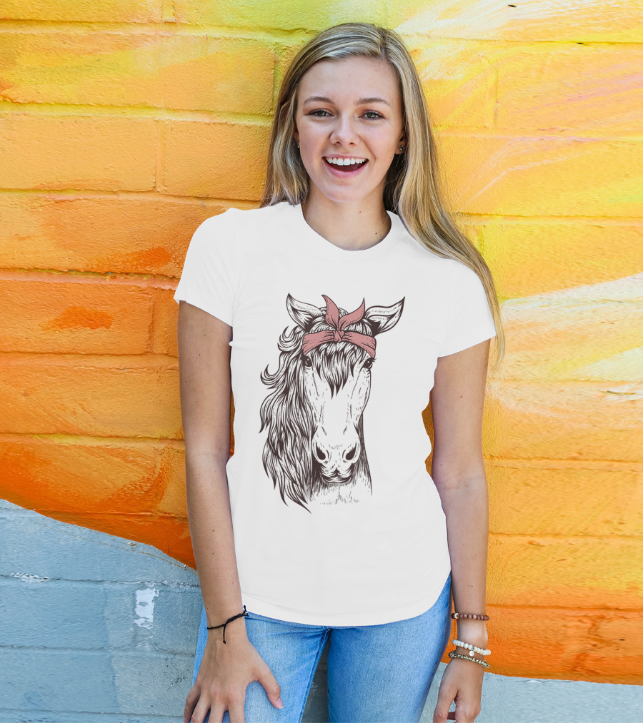 Horse Bandana Illustration For Horseback Riding Enthusiasts T-Shirt