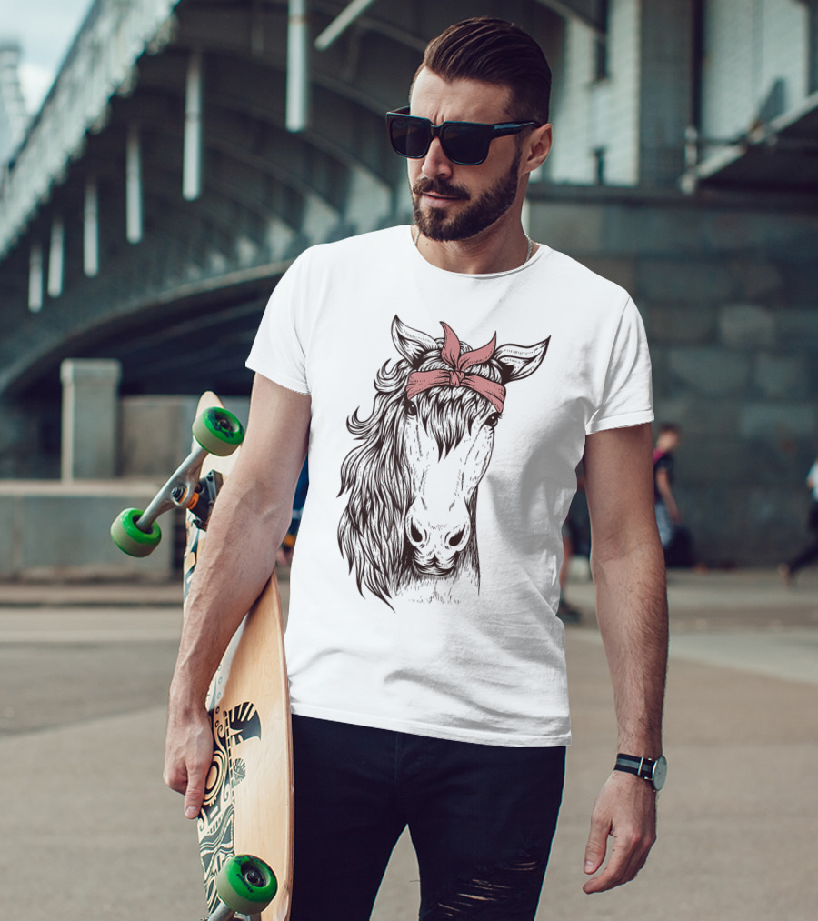 Horse Bandana Illustration For Horseback Riding Enthusiasts T-Shirt