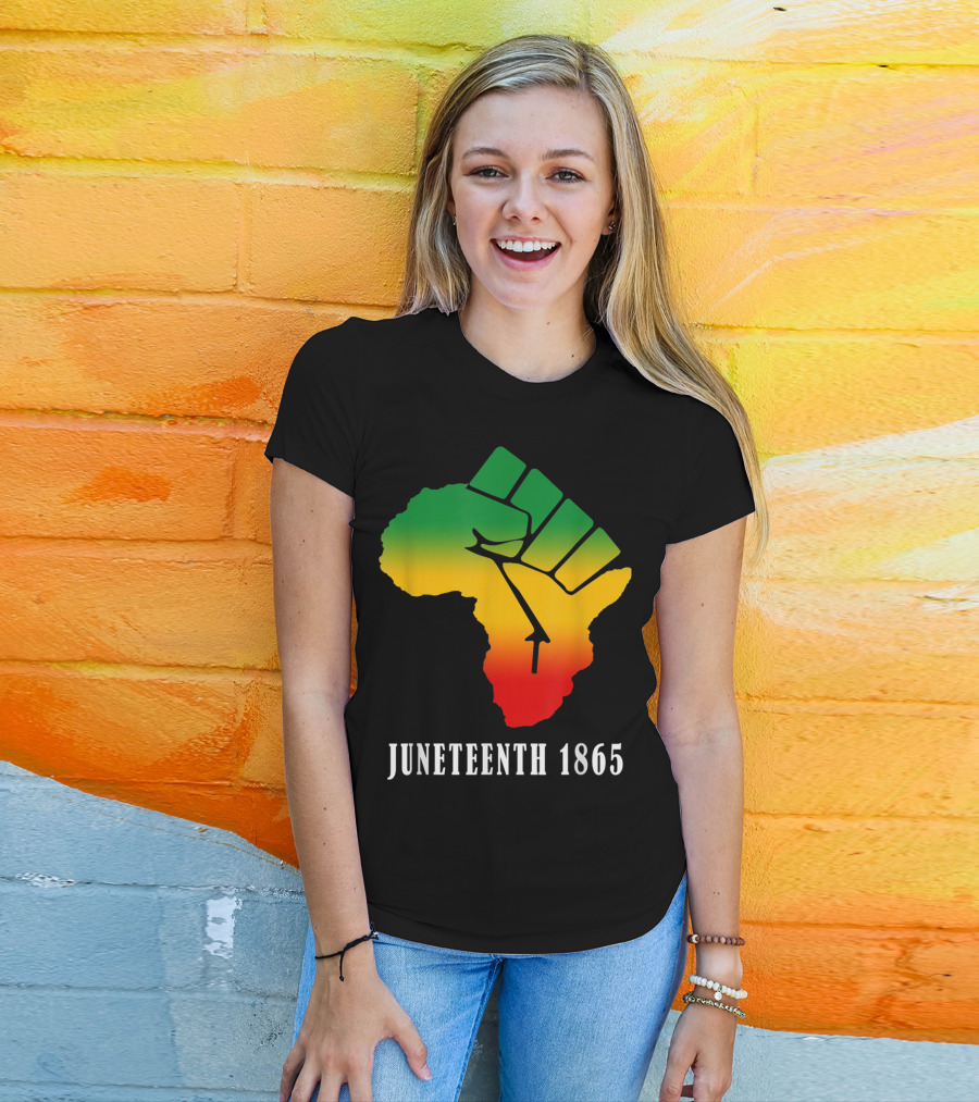 Juneteenth 1865 Ancestors Black African Map American Fist T-Shirt