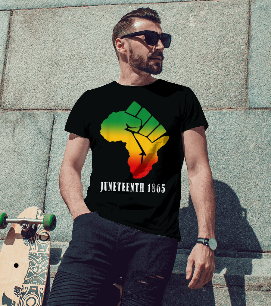 Juneteenth 1865 Ancestors Black African Map American Fist T-Shirt