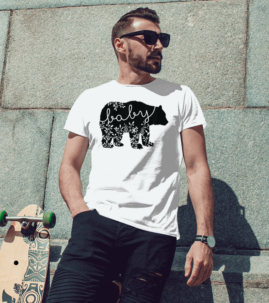 Baby Bear Floral Kids Camping Cute Matchin T-Shirt