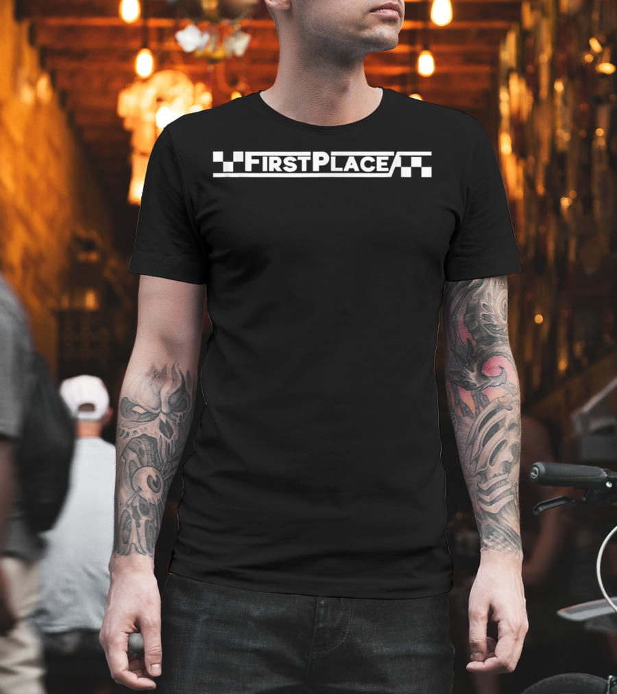 Larray First Place Racing Checkered Flag T-Shirt