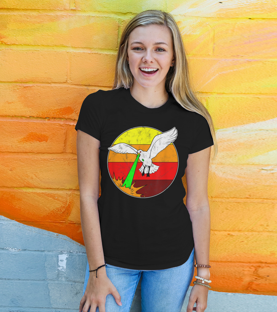 Laser Seagull Retro Sunset Funny Bird T-Shirt