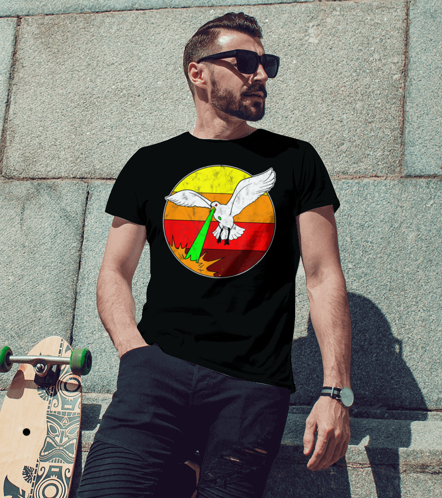 Laser Seagull Retro Sunset Funny Bird T-Shirt