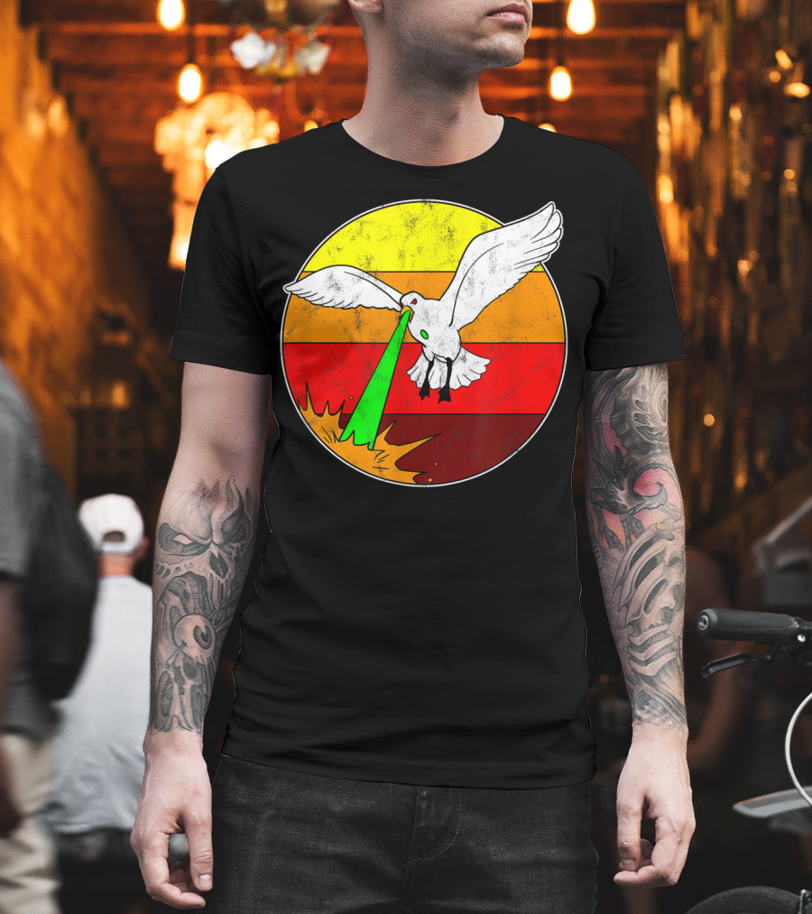 Laser Seagull Retro Sunset Funny Bird T-Shirt