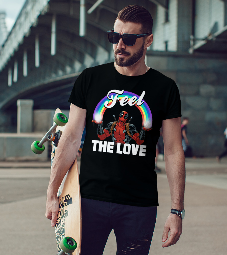 Marvel Deadpool Feel The Love Rainbow T-Shirt
