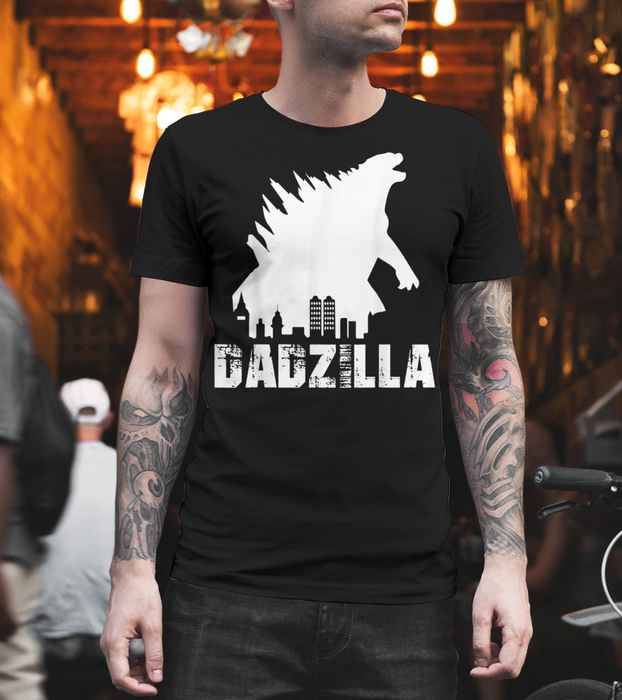 Kidzilla And Dadzilla Funny Matching Fathers City Skyline Monster T-Shirt